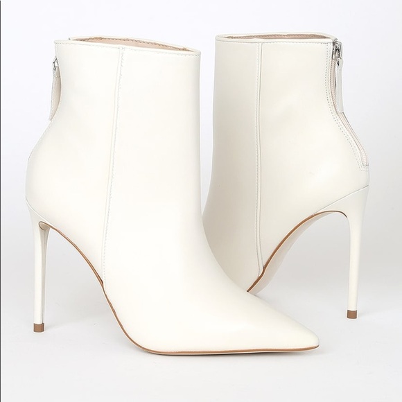 Via Off White Leather High Heel Ankle Boots - Picture 3 of 4